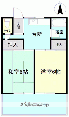 ブランドール大原(2K/2階)の間取り写真