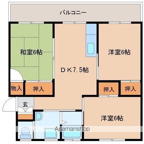FⅤヴィラ(3DK/2階)の間取り写真