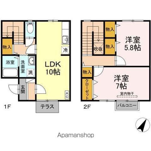 サニーハイツ岩森　Ｂ(2LDK)の間取り写真