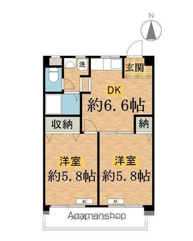 松栄ビル(2DK/2階)の間取り写真