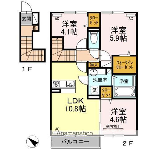 パシフィックハイツミスミⅡ(3LDK/2階)の間取り写真