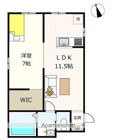 フォルテッツア城南(1LDK/1階)の間取り写真