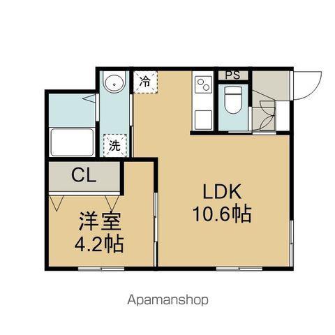 黄金北3丁目MS A棟(1LDK/2階)の間取り写真
