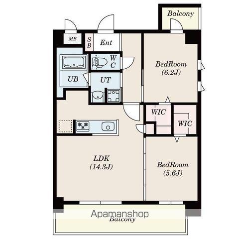 TK-RESIDENCE半道橋ACHIEVE(2LDK/1階)の間取り写真