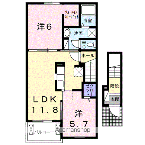 イルクォーレ(2LDK/2階)の間取り写真