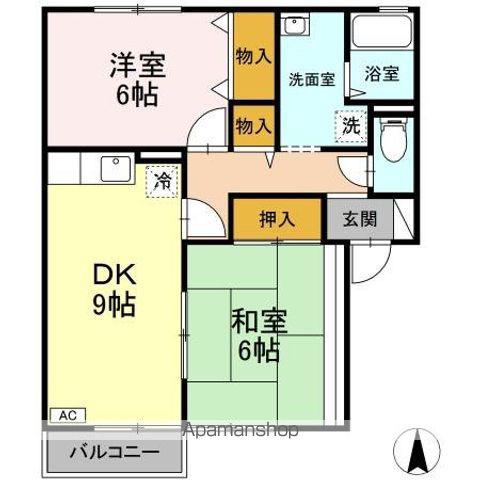 マ・メゾン・樹庭夢Ⅱ(2DK/2階)の間取り写真
