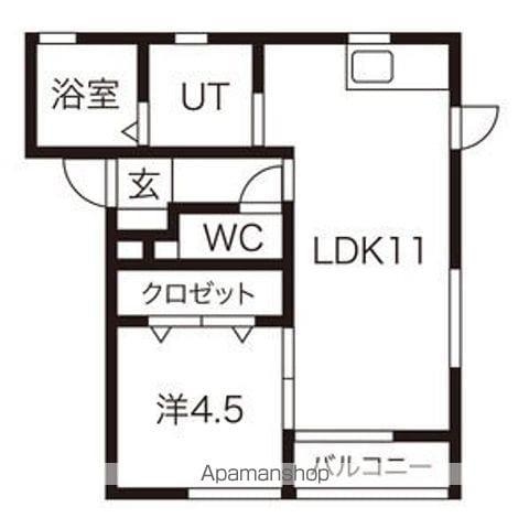 ローヌC(1LDK/1階)の間取り写真
