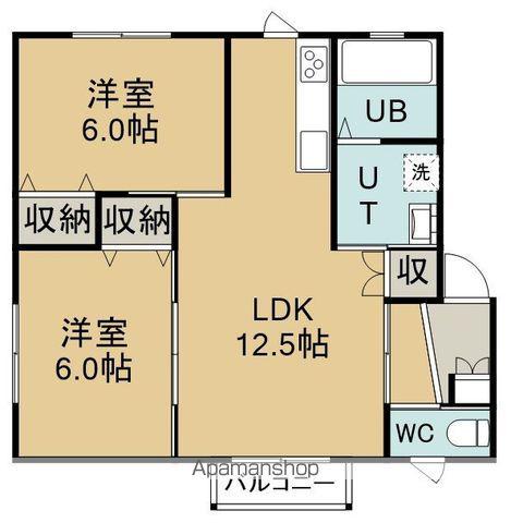 コーポ東商 C(2LDK/1階)の間取り写真