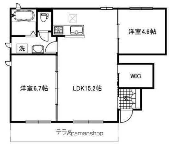 ベルソーⅡB棟(2LDK/1階)の間取り写真