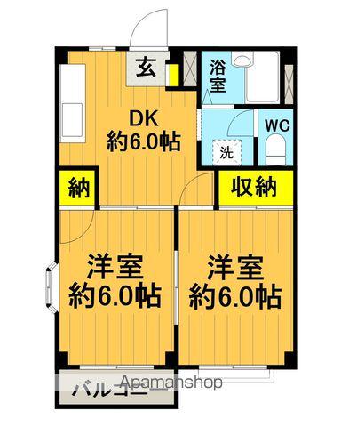 コスモスハイツⅠ(2DK/1階)の間取り写真