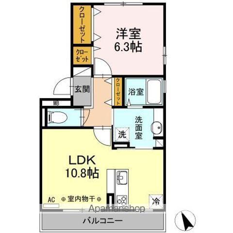 レジデンスKOUGA A棟(1LDK/3階)の間取り写真