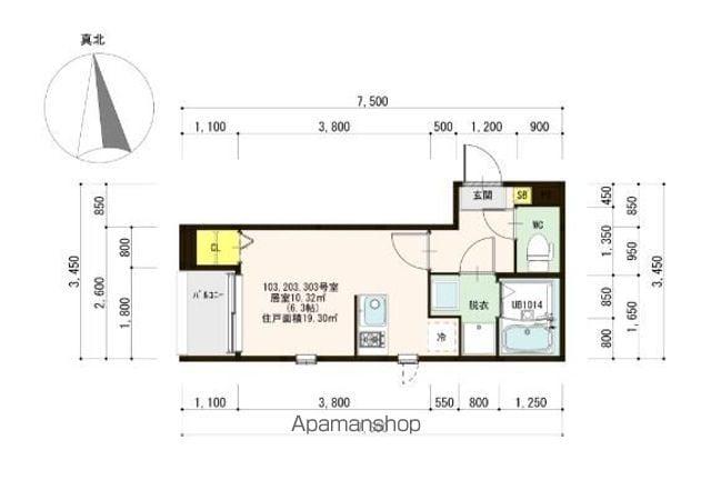 SUN LOTUS和白(1K/1階)の間取り写真