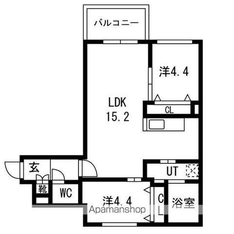 グラシオン(2LDK/2階)の間取り写真