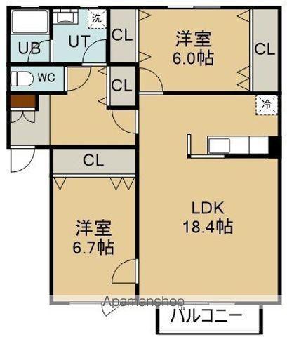 ルーチェ.Ⅱ(2LDK/2階)の間取り写真