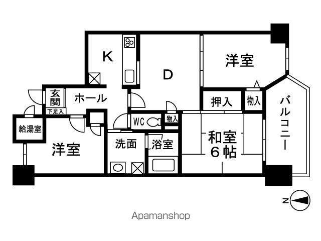 ロワールマンション室見川(3DK/7階)の間取り写真