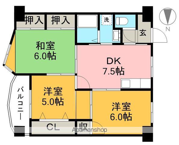 インペリアル西本1(3DK/3階)の間取り写真