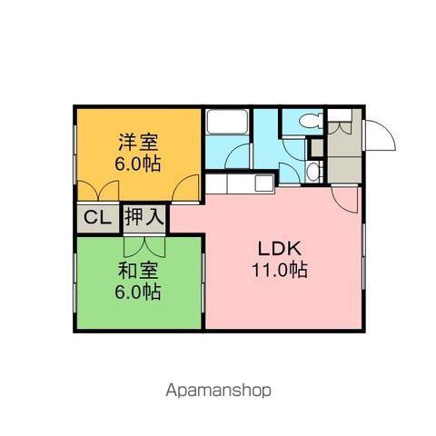 柏恵館Ⅱ(2LDK/3階)の間取り写真