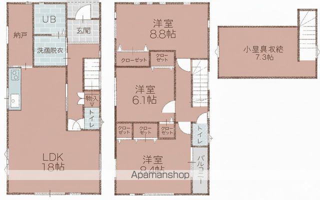 越後線 白山駅(新潟) 徒歩17分 2階建 築12年(3LDK)の間取り写真