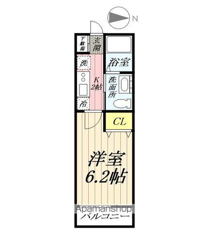 ウエストハイムLT6丁目(1K/2階)の間取り写真