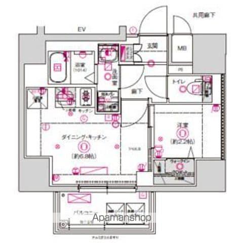 CREST TAPP東別院(1DK/7階)の間取り写真