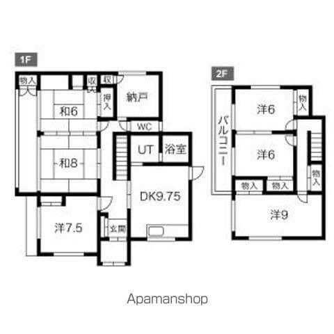 東北本線 岩手飯岡駅 徒歩35分 2階建 築48年(6SDK)の間取り写真