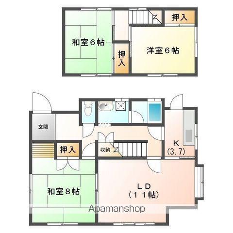 中央本線 高蔵寺駅 徒歩52分 2階建 築48年(3LDK)の間取り写真
