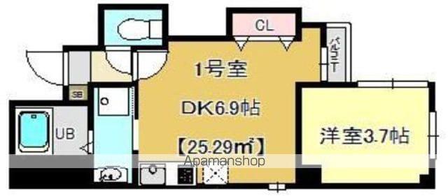 プラージュ登戸(1DK/4階)の間取り写真