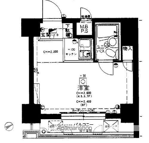 パレドール千駄木(ワンルーム/4階)の間取り写真