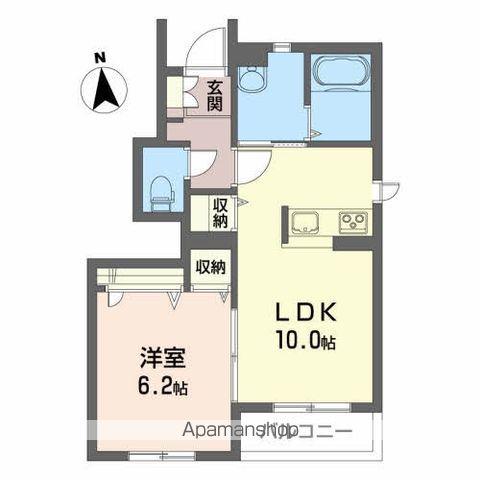 ガナールD(1LDK/1階)の間取り写真
