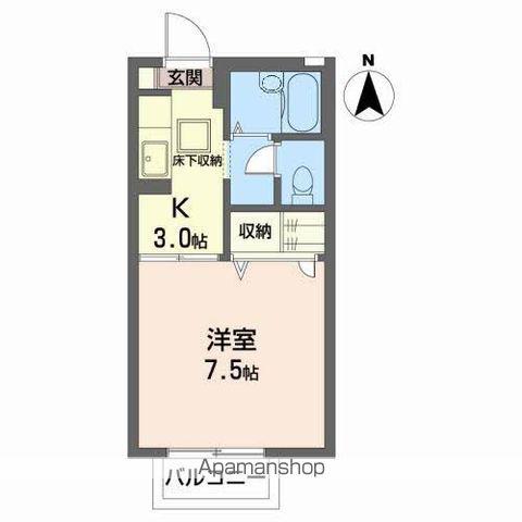 ディアス菜根Ⅱ(1K/1階)の間取り写真