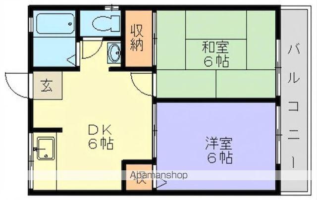 サントレアフジキ(2DK/2階)の間取り写真