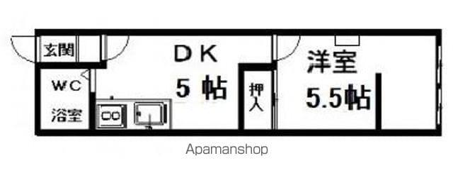コーポレンガ(1DK/2階)の間取り写真