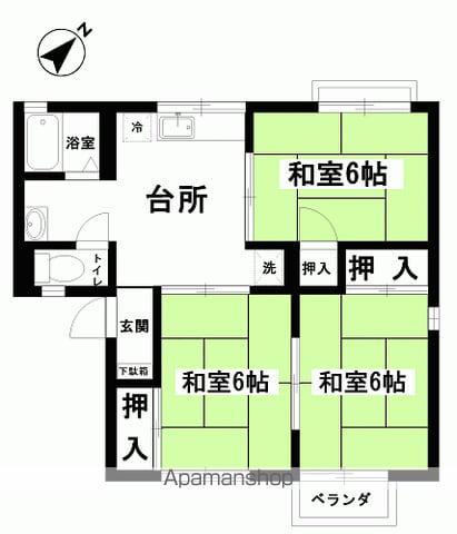 グリーンヒルズ八百真A棟(3DK/2階)の間取り写真