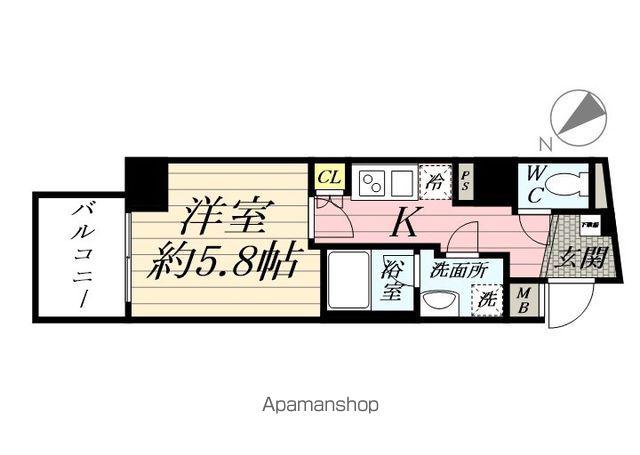 ティモーネグランデ横浜ノース(1K/6階)の間取り写真