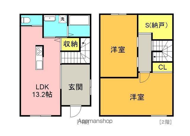 鳴門線 教会前駅 徒歩64分 2階建 築2年(2SLDK)の間取り写真