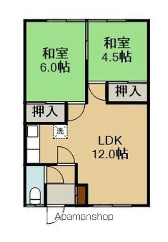 上村荘(2LDK/2階)の間取り写真