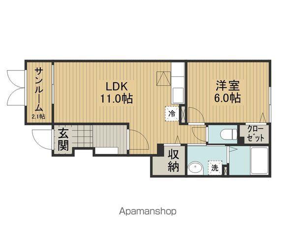 ラ・ピエール Ⅱ(1LDK/1階)の間取り写真