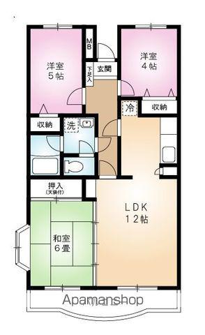 アーク河辺(3LDK/4階)の間取り写真