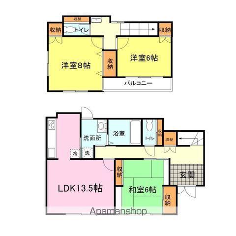 山口県下関市 2階建 築34年(3LDK)の間取り写真