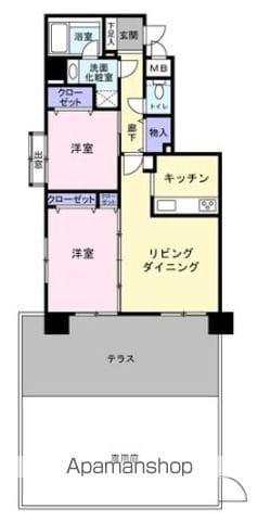 グランツ河辺2(2LDK/1階)の間取り写真