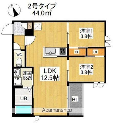 REGALEST 悦陽正守(2LDK/3階)の間取り写真