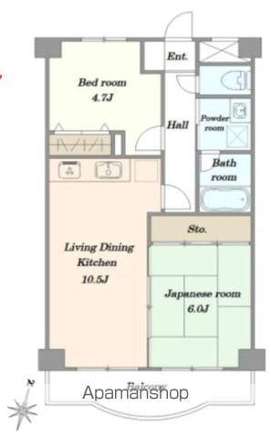 横浜阪東橋ガーデンハウス(2LDK/4階)の間取り写真