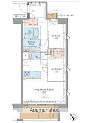 LUXENA船堀(2LDK/15階)の間取り写真