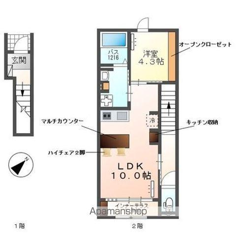 FAMILLE HANEKA C(1LDK/2階)の間取り写真