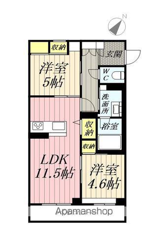グランディール(2LDK/2階)の間取り写真