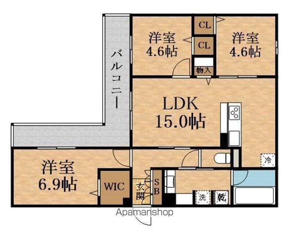 ライジング・ヒルズ・2(3LDK/3階)の間取り写真