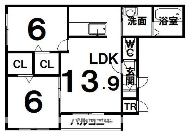 PEARL(2LDK/1階)の間取り写真