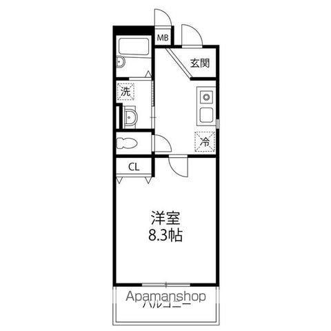 クローバーハイツ鷹合(1K/3階)の間取り写真