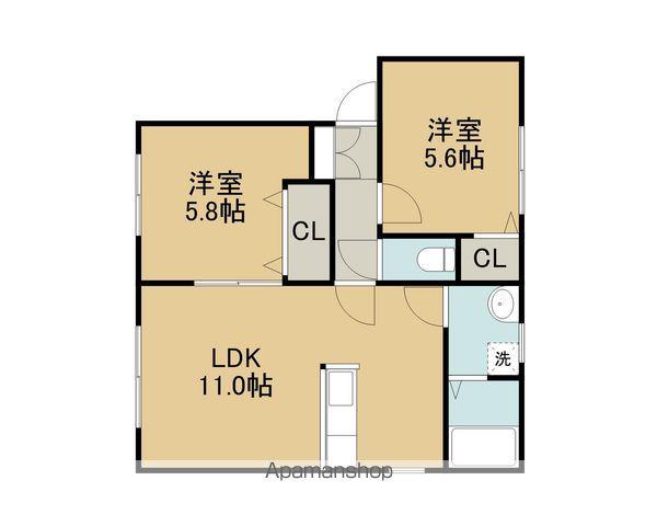 アルカディア花園(2LDK/1階)の間取り写真