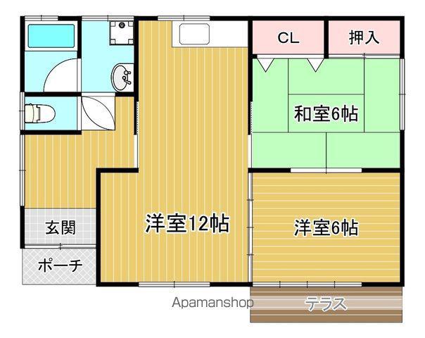 吉都線 日向庄内駅 バス乗車時間：10分 大根田バス停で下車 徒歩20分 1階建 築21年(2LDK)の間取り写真